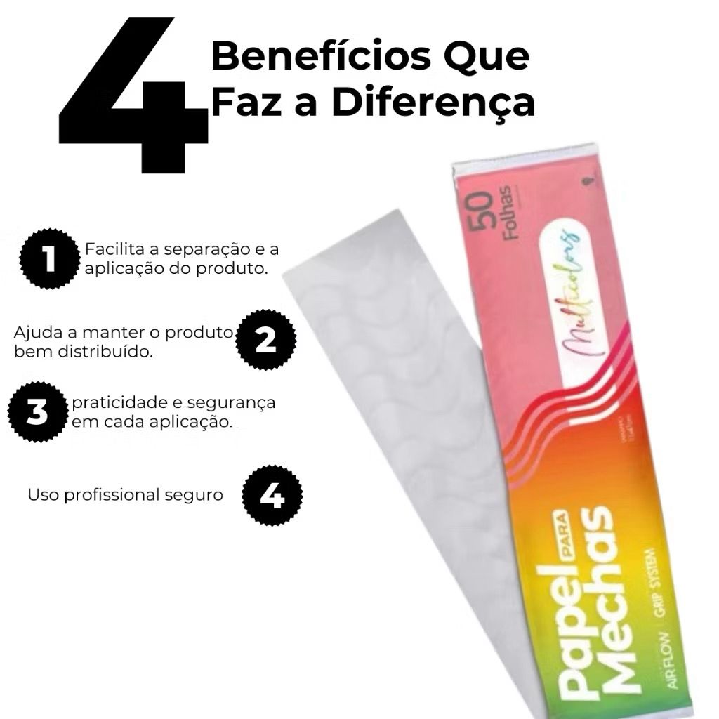 Papel de Mechas 50 folhas colorido - Imagem 3