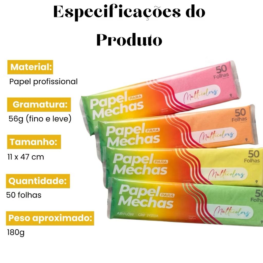 Papel de Mechas 50 folhas colorido - Imagem 4